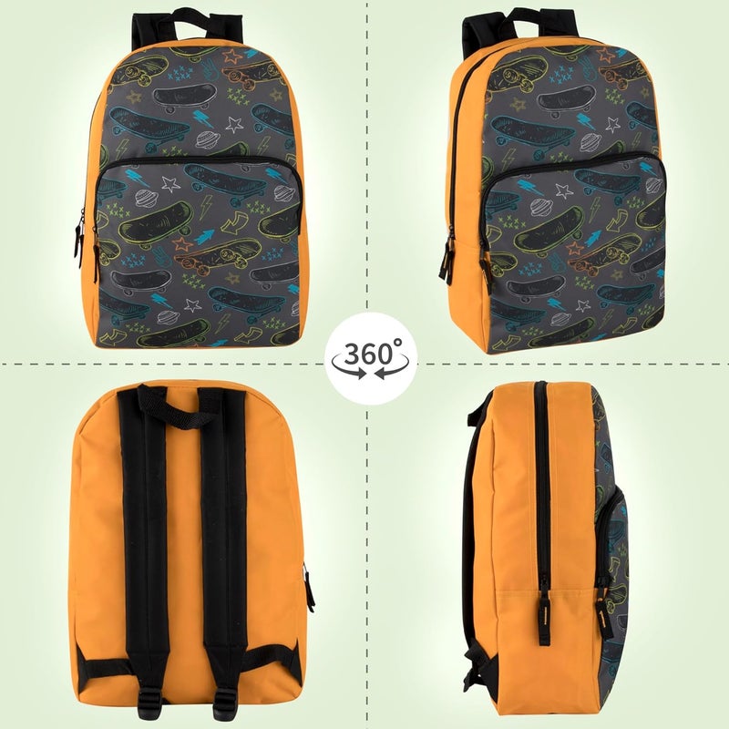 Trailmaker Fun School Backpack for Elementary Middle School Girls and Boys | 17 Inch Printed Backpacks for School Kids, Travel (Fun at the Skatepark) - Image 3